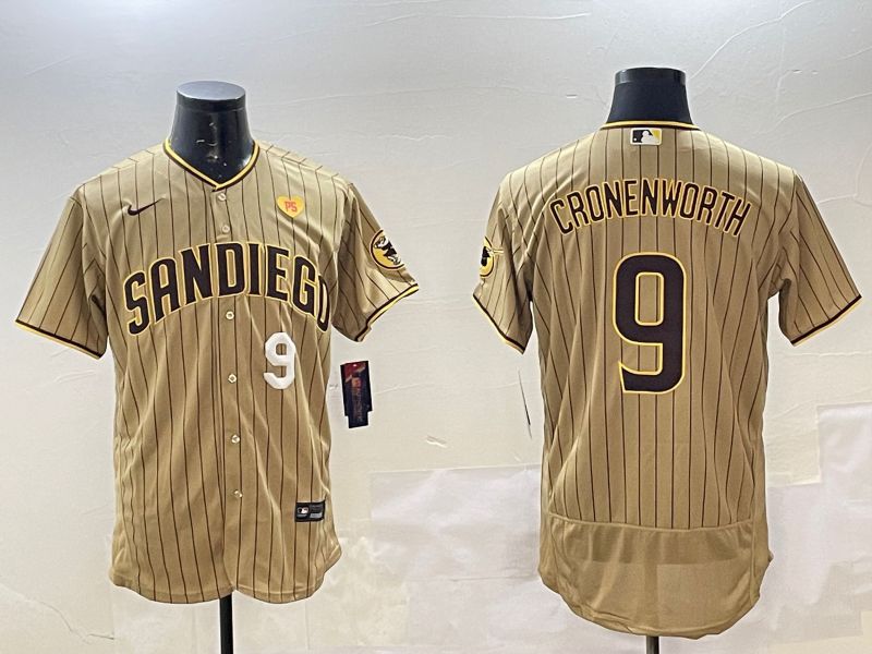 Men San Diego Padres #9 Cronenworth Brown Stripe Elite 2025 Nike MLB Jersey style 8